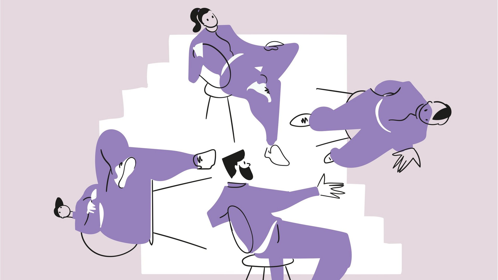 Illustration von Inhaftierten in einem Stuhlkreis.