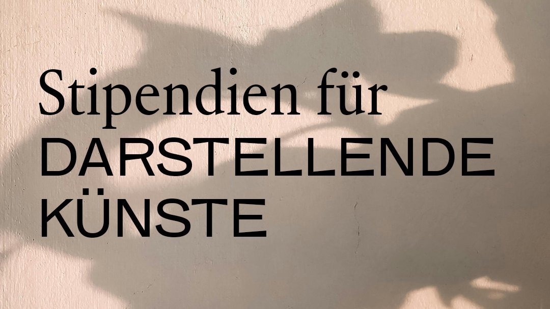 Schattenspiel auf einer hellen Oberfläche mit der Aufschrift "Stipendien für DARSTELLENDE KÜNSTE".